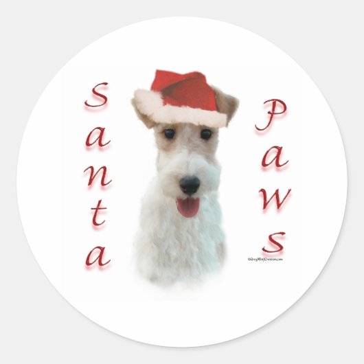 Wire Fox Terrier Santa Paws Ronde Sticker (Voorkant)