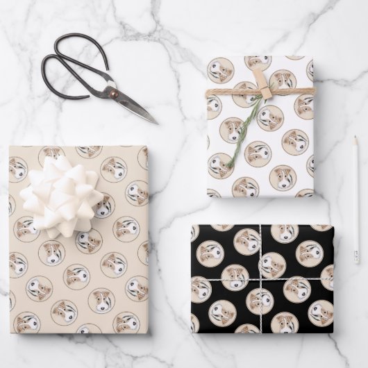 Wire Fox Terrier Schilderij driekleur WFT Pet Dog  Inpakpapier Vel (Voorkant)