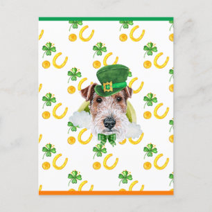 Wire Fox Terrier Shamrock St. Patricks Day Feestdagenkaart