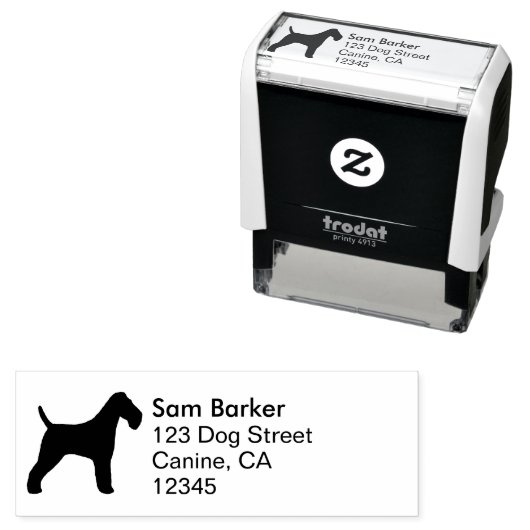 Wire Fox Terrier Silhouet Retouradres Zelfinktende Stempel (In situ)
