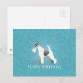 Wire Fox Terrier Silhouette Birthday Design Briefkaart (Voorkant / Achterkant)