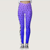 Wire Fox Terrier Silhouette Blue Paars Ombre Leggings (Voorkant)