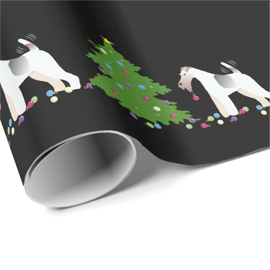 Wire Fox Terrier Silhouette kerstdesign Cadeaupapier (Rol Hoek)