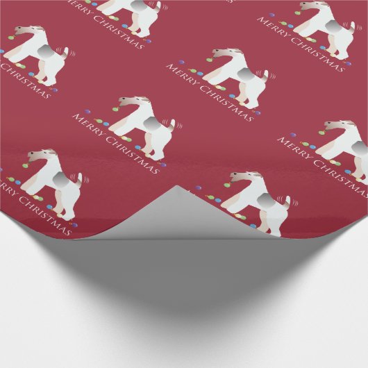 Wire Fox Terrier Silhouette kerstdesign Cadeaupapier (Hoek)