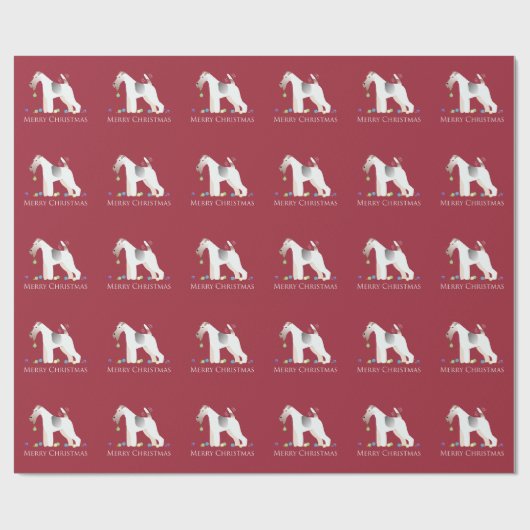 Wire Fox Terrier Silhouette kerstdesign Cadeaupapier (Vlak)