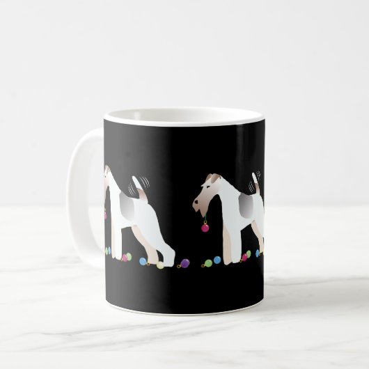 Wire Fox Terrier Silhouette kerstdesign Koffiemok (Voorkant links)