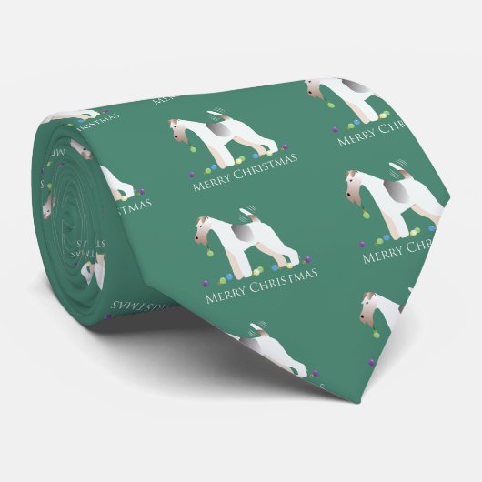 Wire Fox Terrier Silhouette kerstdesign Stropdas (Opgerold)