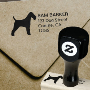 Wire Fox Terrier Silhouette Return Address Rubberstempel