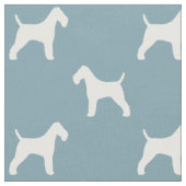 Wire Fox Terrier Silhouettes White en Blue Stof (Close Up)