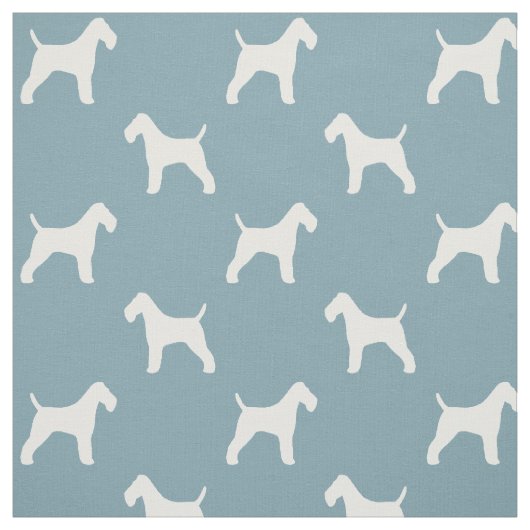 Wire Fox Terrier Silhouettes White en Blue Stof (Swatch)