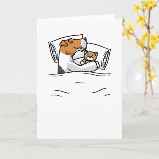 Wire Fox Terrier Sleep Shirt Kaart (Gele Bloem)