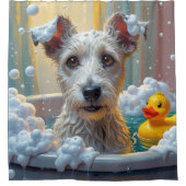 Wire Fox Terrier Sloppy Sleepy Schattige Funny Douchegordijn (Voorkant)