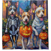 Wire Fox Terrier Trick-or-Treating Halloween Douchegordijn (Voorkant)