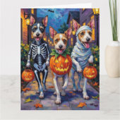 Wire Fox Terrier Trick-or-Treating Halloween Kaart (Voorkant)
