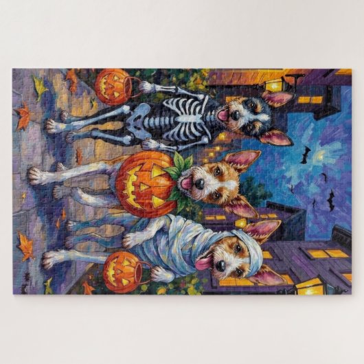 Wire Fox Terrier Trick-or-Treating Halloween  Legpuzzel (Horizontaal)