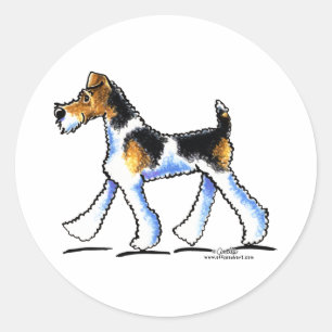 Wire Fox Terrier Trot Ronde Sticker