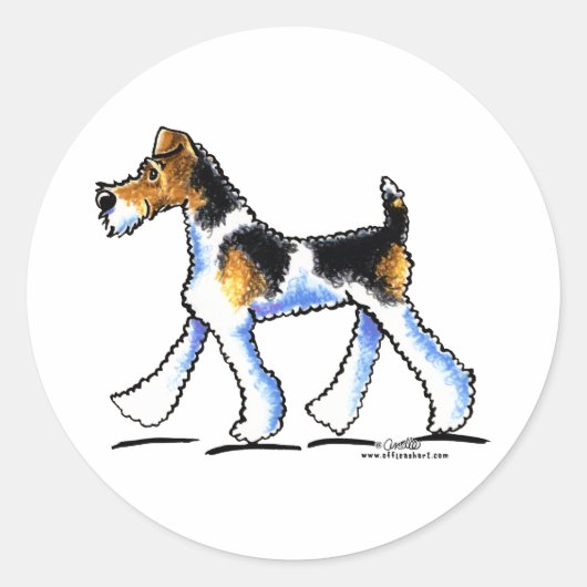 Wire Fox Terrier Trot Ronde Sticker (Voorkant)