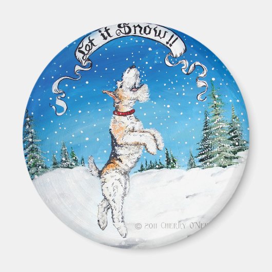 Wire Fox Terrier Winter Magneet (Voorkant)