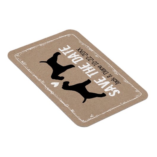 Wire Fox Terriers Bruiloft Save the Date Magneet (Rechterzijde)