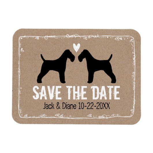 Wire Fox Terriers Bruiloft Save the Date Magneet (Horizontaal)