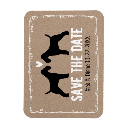 Wire Fox Terriers Bruiloft Save the Date Magneet (Verticaal)