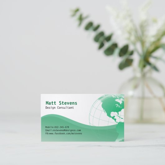 Wire Green Wereldbol Americas Visitekaartje (Staand voorkant)