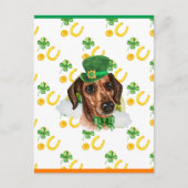 Wire Hair Dachshund Shamrock St. Patricks Day Feestdagenkaart (Voorkant)
