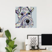 Wire Hair Fox Terrier in Denim Colors Poster (Thuiskantoor)