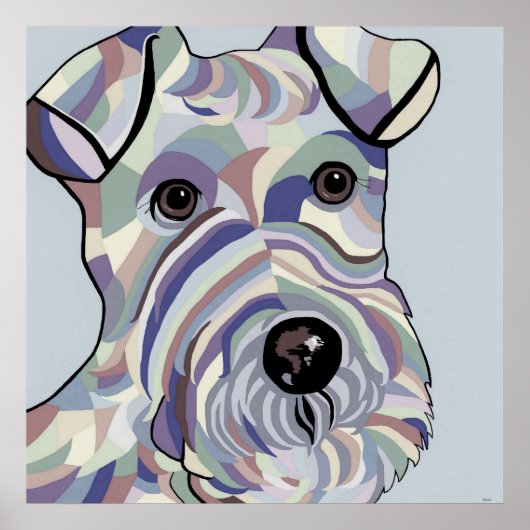 Wire Hair Fox Terrier in Denim Colors Poster (Voorkant)