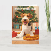 Wire Hair Fox Terrier Kerst Kaart (Voorkant)