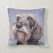 Wire Haire Dachshund Canine Dog Art Pillow
