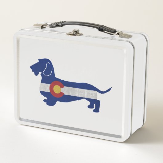 Wire Haire Dachshund Colorado Flag Silhouette (Voorkant)