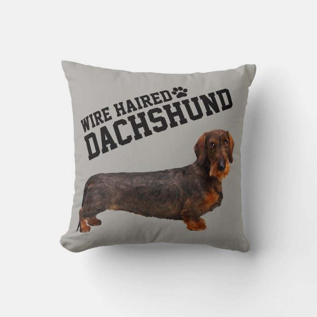 Wire Haire Dachshund Illustrated Pillow Kussen (Voorkant)