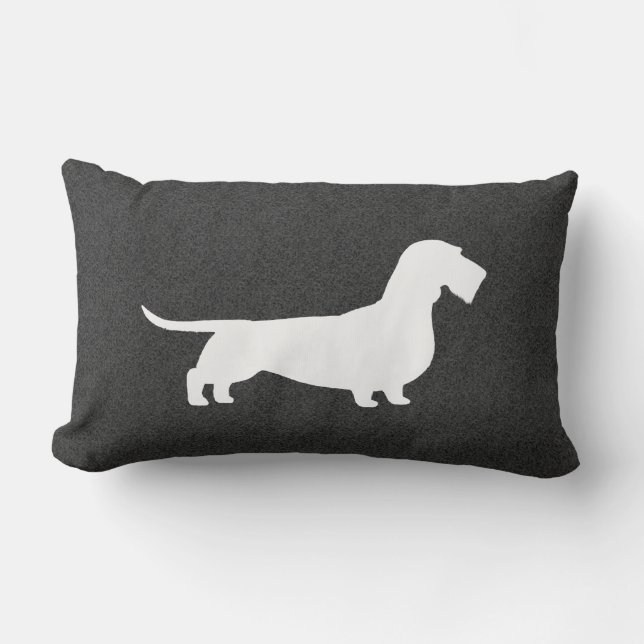 Wire Haire Dachshund Silhouette Kussen (Voorkant)