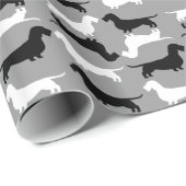 Wire Haire Dachshund Silhouettes Patroon Cadeaupapier (Rol Hoek)