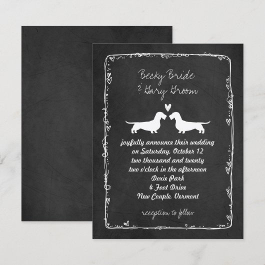 Wire Haire Dachshund Silhouettes Wedding Kaart (Voorkant / Achterkant)