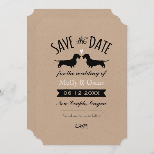 Wire Haire Dachshunds Weddenschap Save the Date (Voorkant / Achterkant)