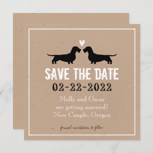 Wire Haire Dachshunds Weddenschap Save the Date Kaart (Voorkant / Achterkant)