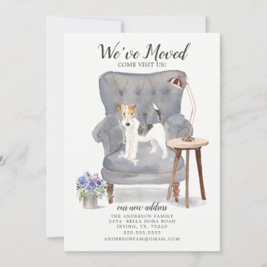 Wire Haire Fox Terrier Moving Announance Aankondiging (Voorkant)