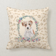 Wire Haire Jack Russell Dog Paw Print & Floral