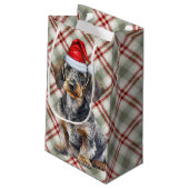 Wire Haired Dachshund Dog on Red Plaid Christmas Klein Cadeauzakje (Achterkant Gekanteld)