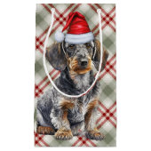 Wire Haired Dachshund Dog on Red Plaid Christmas Klein Cadeauzakje (Voorkant)