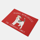 Wire Haired Fox Terrier Gelukkige Feestdagen Kerst Deurmat (Schuin)
