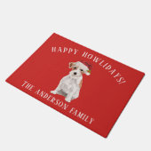 Wire Haired Jack Russell Happy Howlidays Kerstmis Deurmat (Schuin)