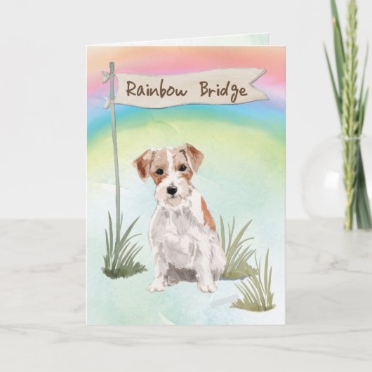 Wire Haired Jack Russell Pet Sympathie Over Rainbo Kaart (Voorkant)