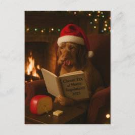 Wire haired Vizsla 'Cheese Tax' Christmas postcard Briefkaart