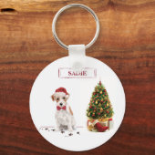 Wire Hazard Jack Russell Funny Kersthond Sleutelhanger (Voorkant)