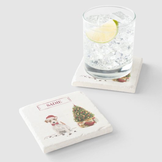 Wire Hazard Jack Russell Funny Kersthond Stenen Onderzetter (Zijkant)