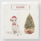 Wire Hazard Jack Russell Funny Kersthond Stenen Onderzetter (Voorkant)