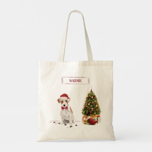 Wire Hazard Jack Russell Funny Kersthond Tote Bag (Achterkant)